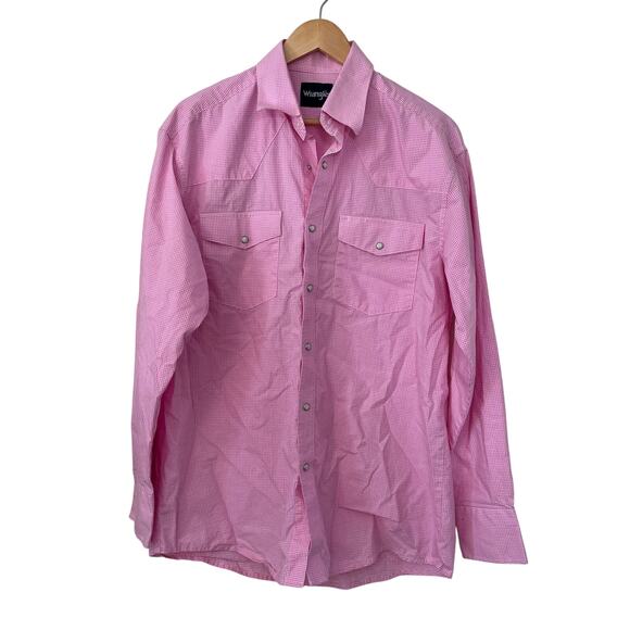 Wrangler Bucking Cancer Men's Medium Pink Western Snap Shirt - Picture 2 of 4